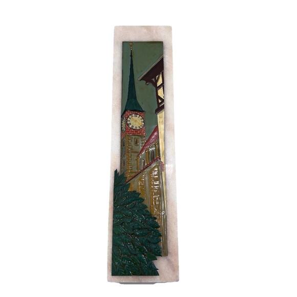 Vintage Handmade Painted Cutout Metal Wall Art "Kirche" Wurttemberg Germany - Picture 1 of 9